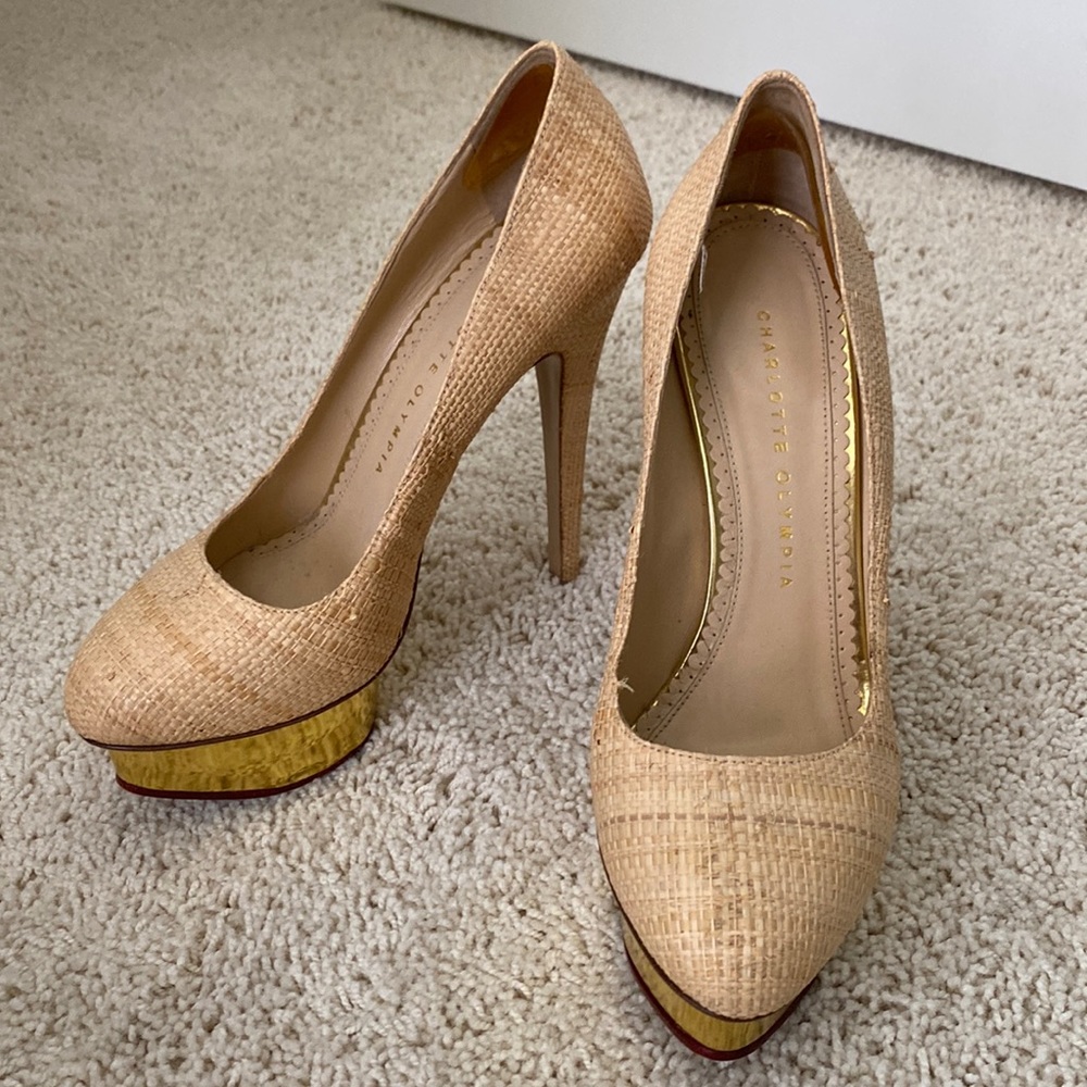 Charlotte Olympia Raffia Pumps